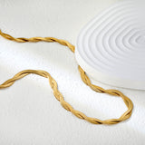 5.9mm*45+5cm Crossed Double Strand Necklace Steel/Golden