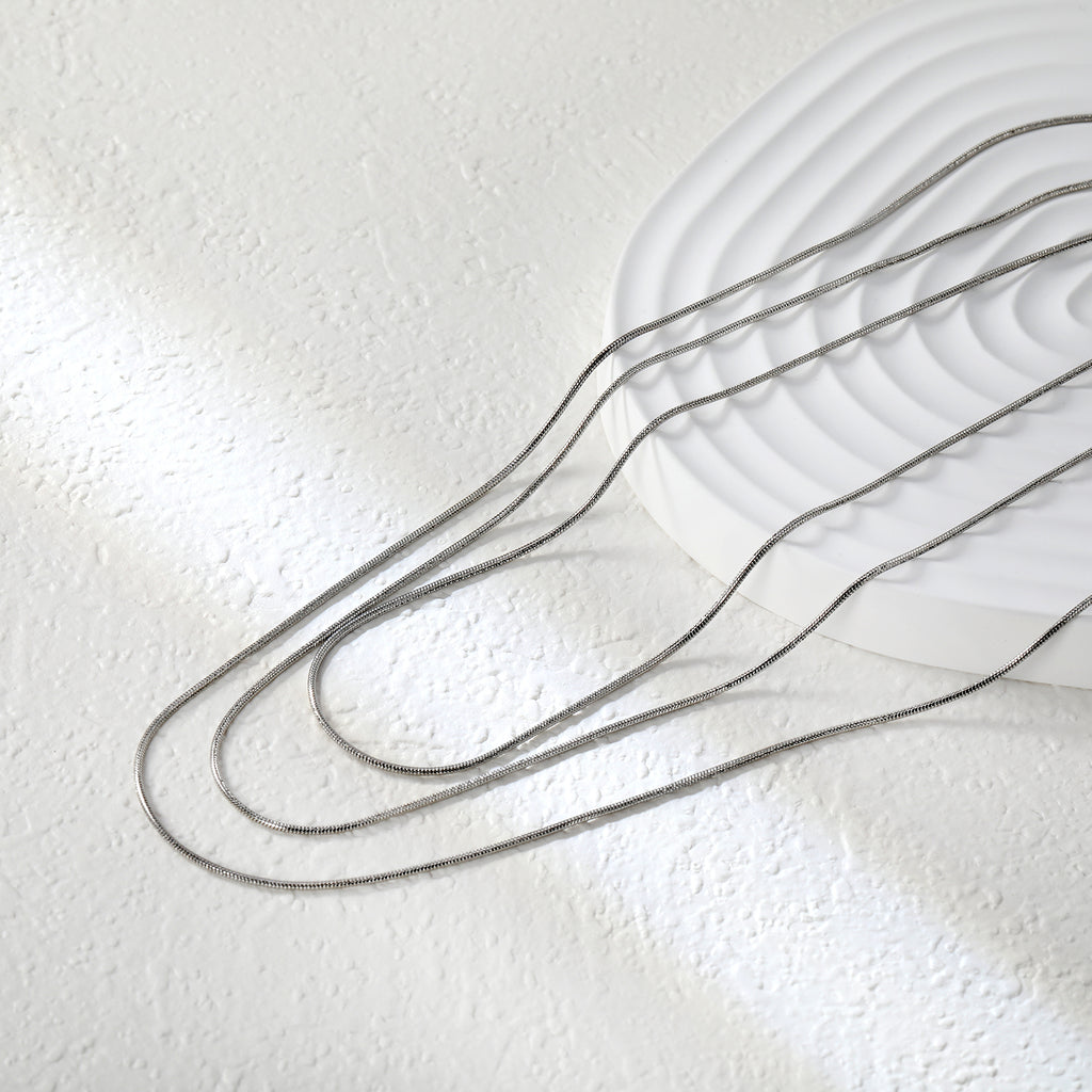 Sweater Chain 0.9 Round Snake 50+60+70cm+5cm+6mm Round Tail Plate Necklace Steel/Golden