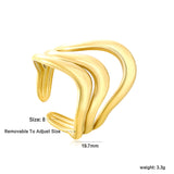 19.7mm Irregular Wavy Open Ring Gold 8