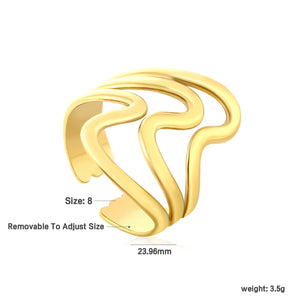 Wavy Curved Open Ring Gold 8