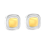 25.7*25.7mm Two-tone Square Geometric Stud Earrings, Two-tone Gold