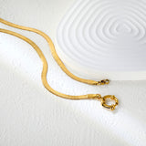 Razor/O Chain W4mm*40cm+Round Buckle O.D. 14.6mm Necklace Gold Color