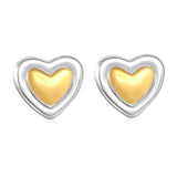 27mm*30.5mm Two-Tone Heart Stud Earrings, Two-Tone Gold