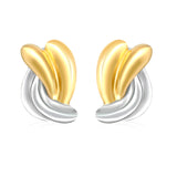 17.2mm x 26.7mm Two-Tone Twisted Earrings, Two-Tone Gold