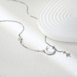 18.4*17mm moon+8.4*13.3mm star accessories 4cm tassel 42+5cm necklace steel/golden