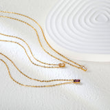 4.5*7.4mm Square White/Purple/Champagne Zircon Pendant 0.3 Cross Chain 40+5cm+6mm Round Tail Plaque Necklace GOLDEN