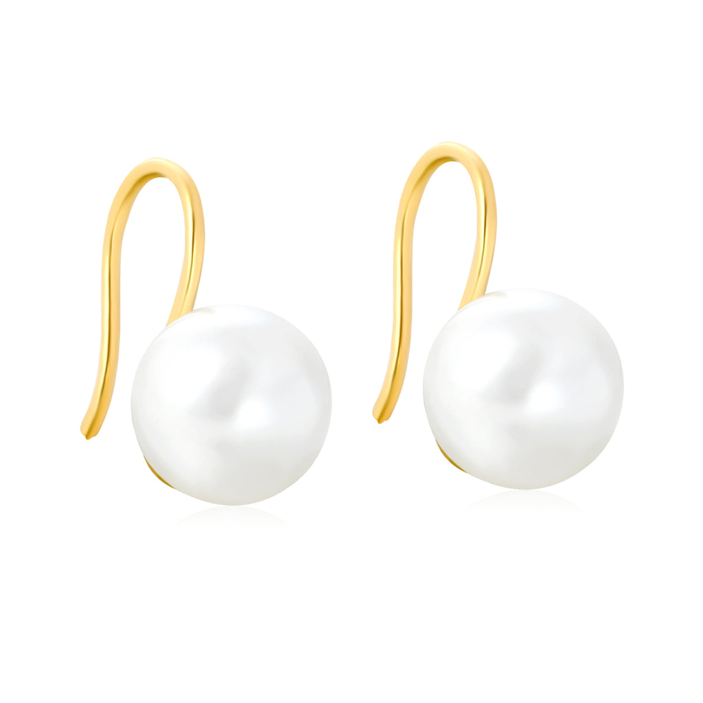 10mm Imitation Pearl Earrings, Gold