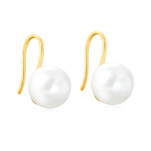 10mm Imitation Pearl Earrings, Gold