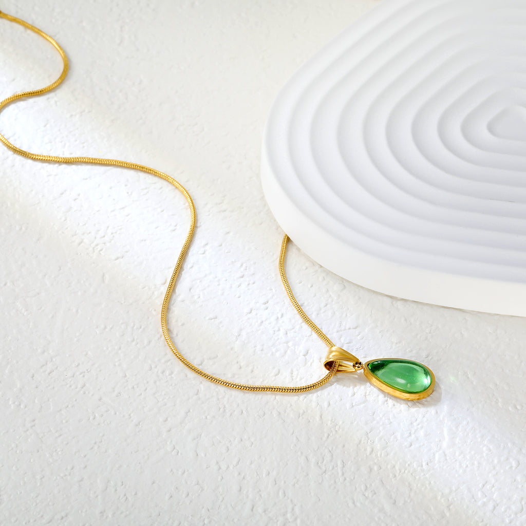 5mm Six Claws Round White Diamond Pendant 40+5cm+6mm Round Tail Plaque Necklace Steel/Golden