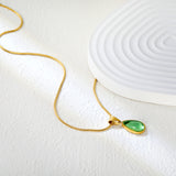 5mm Six Claws Round White Diamond Pendant 40+5cm+6mm Round Tail Plaque Necklace Steel/Golden