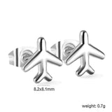 8.2*8.1mm airplane regular pin earrings steel/golden