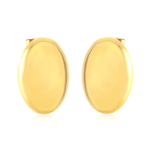 26*34mm Polished Hollow Pigeon Egg Stud Earrings, Gold