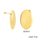 26*34mm Polished Hollow Pigeon Egg Stud Earrings, Gold