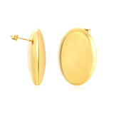 26*34mm Polished Hollow Pigeon Egg Stud Earrings, Gold