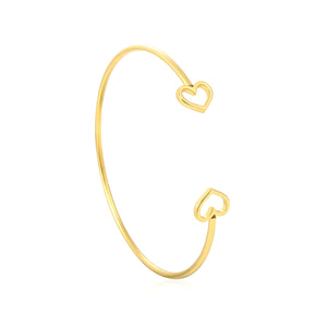 2mm Wide Inner Diameter 60mm Openwork Heart Open Bangle Gold