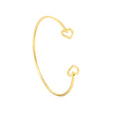 2mm Wide Inner Diameter 60mm Openwork Heart Open Bangle Gold