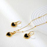 Reversible Black Shells Love Set Gold Earrings: 13.9*18.1mm Pendant: 13.9*18.1mm Clip Bead Chain 47+5cm+6mm Round Tail Plaque