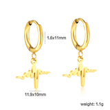 Wire 1.6x11mm O.D. earrings + 11.9*10mm circle with lightning bolt pendant earrings steel color/golden