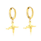 Wire 1.6x11mm O.D. earrings + 11.9*10mm circle with lightning bolt pendant earrings steel color/golden