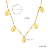 6.2*8.4mm Five-Pointed Star Elliptical Pendant 0.35mm Cross Chain Round Tassel Pendant Necklace Gold