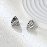 12.8*13.2mm triangle dumplings with white diamonds earrings steel color / gold color