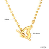 3mm Bead Chain 40cm Heart-Shaped T-Closure Necklace, Gold