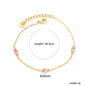 9x5mm Candy Drop Beads + 0.4mm Cross Chain 18+3cm + 6mm Tag Bracelet Gold Color