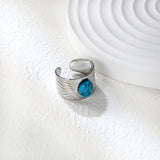 H14.2mm turquoise open-end ring, steel / gold color