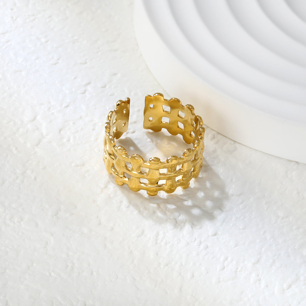 Golden Chain Link Stainless Steel Open Ring
