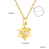 11.4*15.2mm Sun Sticky Imitation Opal Pendant 0.3 Cross Chain 40+5cm+6mm Round Plaque Necklace Golden
