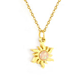 11.4*15.2mm Sun Sticky Imitation Opal Pendant 0.3 Cross Chain 40+5cm+6mm Round Plaque Necklace Golden
