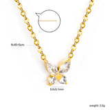 8.8*9.1mm Butterfly Sticky White Diamonds Pendant 0.35 Cross Necklace 45+5cm+6mm Round Plaque Necklace Steel/Gold Large Size 12mm White Diamonds