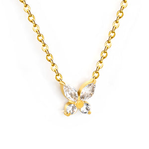 8.8*9.1mm Butterfly Sticky White Diamonds Pendant 0.35 Cross Necklace 45+5cm+6mm Round Plaque Necklace Steel/Gold Large Size 12mm White Diamonds