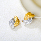 17.2mm x 26.7mm Two-Tone Twisted Earrings, Two-Tone Gold