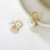 10mm Imitation Pearl Earrings, Gold
