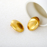 26*34mm Polished Hollow Pigeon Egg Stud Earrings, Gold