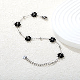 0.3 cross chain ¡Á3mm steel beads ¡Á9 + 8*8.6mm black bead flower pendant , bracelet, steel/gold