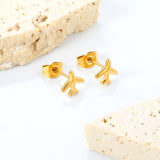 8.2*8.1mm airplane regular pin earrings steel/golden