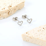 7*6mm Heart shaped pin earrings steel color/golden