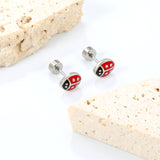 6*7.3mm Ladybug Twisted Screw Plug Stud Earrings steel color/golden color