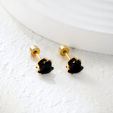 12 pair 6mm Steel/Gold Heart White/Black/Blue CZ Screw Plugs