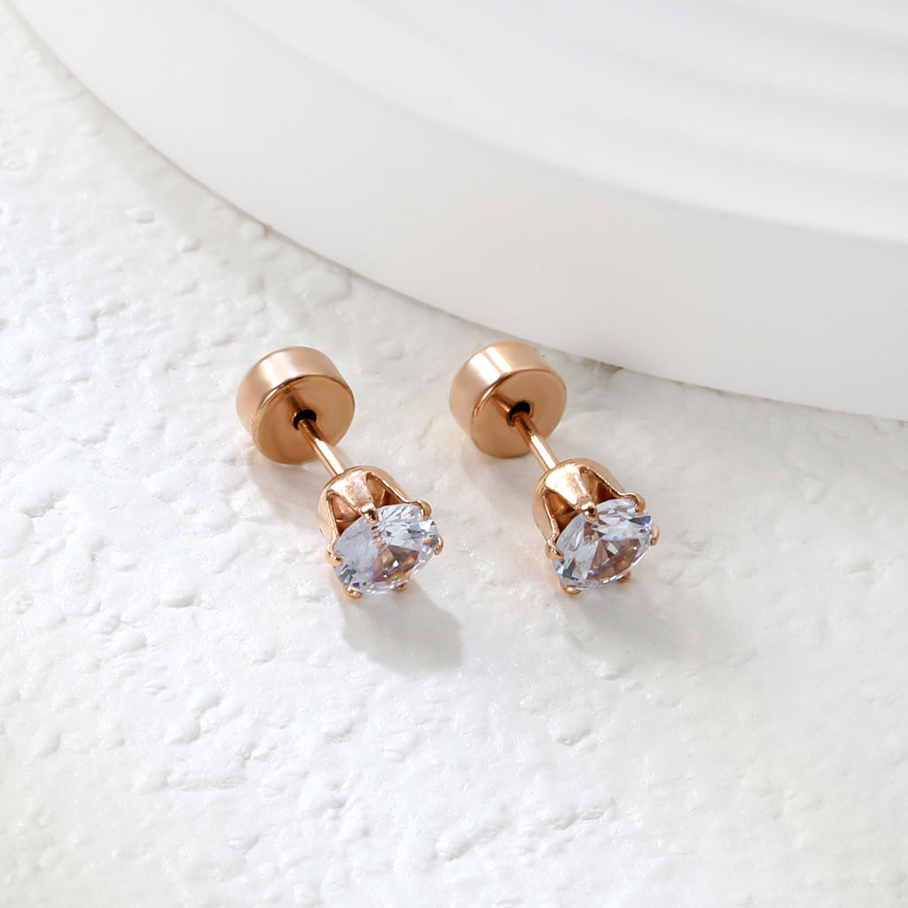 12 pair 3-5mm steel color/gold/rose gold pat plug earrings