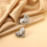 Textured Heart Stud Earrings 35*28mm / 18.4*15.1mm steel color / gold color