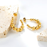 Open earrings semi-circular size steel beads earrings steel color/golden