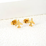 8.2*8.1mm airplane regular pin earrings steel/golden