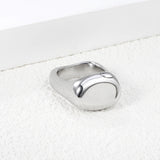 18K Gold Plated Stainless Steel Square Open Ring - Oval Design Sleek Statement Jewelry