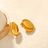 26*34mm Polished Hollow Pigeon Egg Stud Earrings, Gold