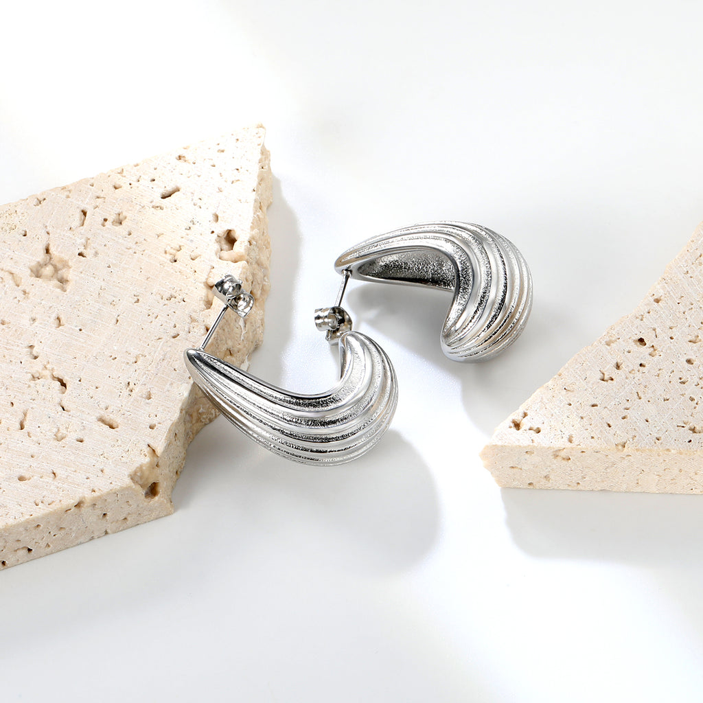 Vertical Drop Oval Earrings 15.6*28.7mm/17*30mm Steel Color/Gold Color