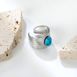 H14.2mm turquoise open-end ring, steel / gold color