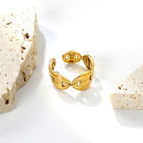 Golden Oval Link SS Open Ring (Minimalist Design)